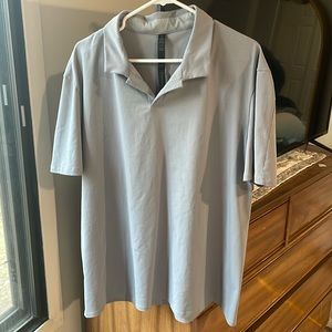 Lululemon Men’s Polo Shirt XXL Gray Poly Stretch No-Button Collar